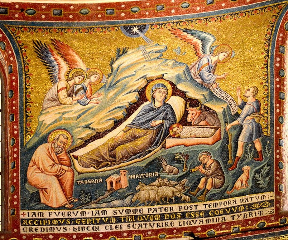 Мозаика церкви Санта Мария ин Трастевере. 1291. Рождение Марии.