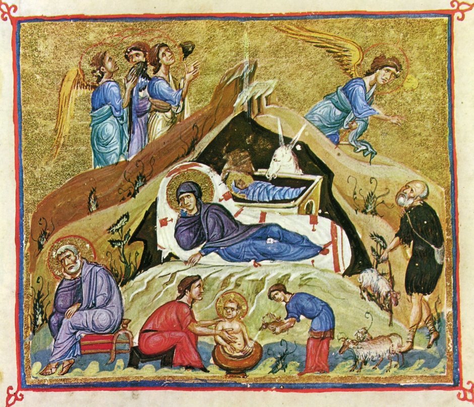 Рождество. Мозаика. Палатинская капелла в Палермо. XII В.