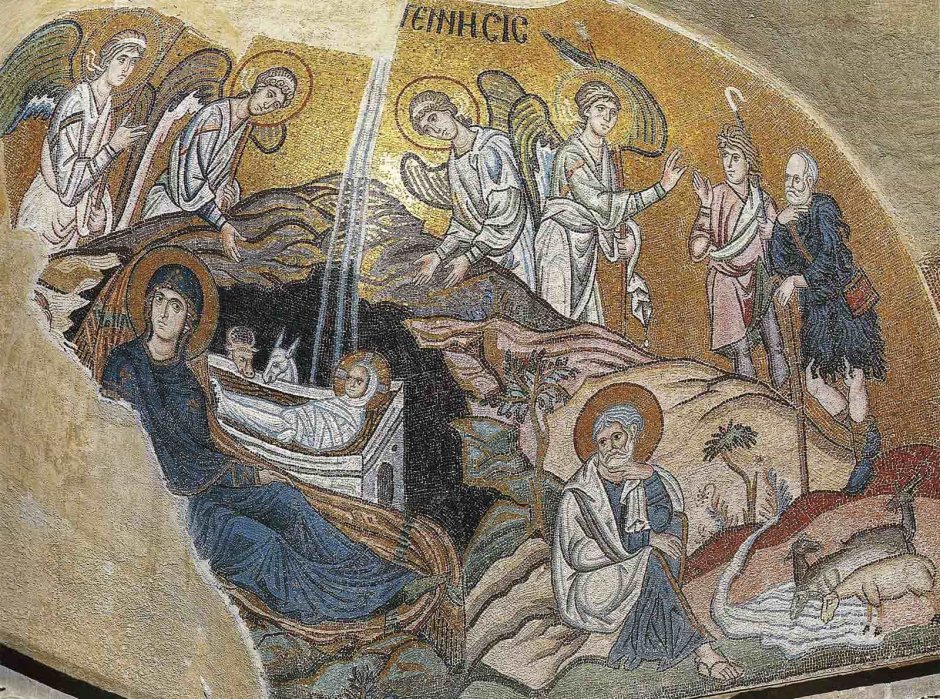 Рождество Христово мозаика монастыря Дафни
