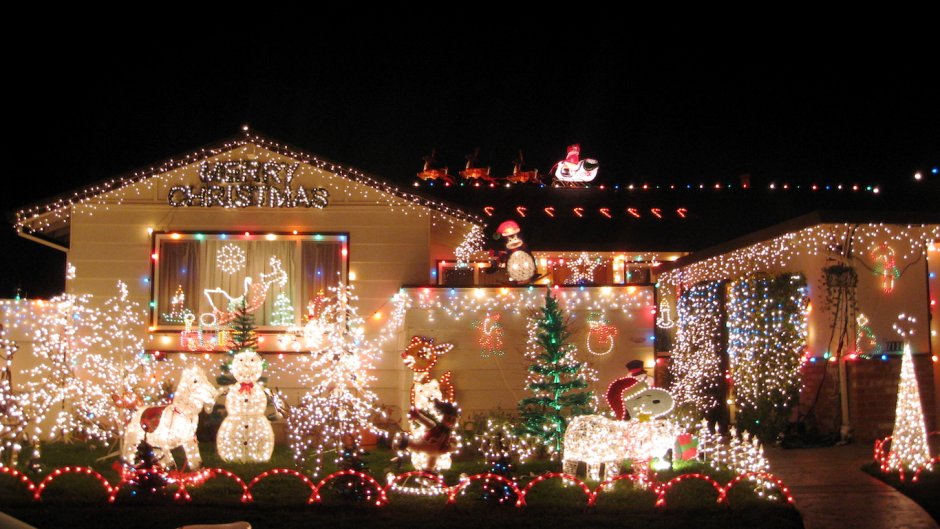 Украшение домов в Австралии Рождество