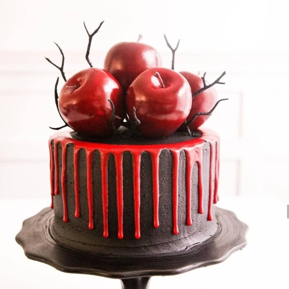 Черный торт с красными подтеками