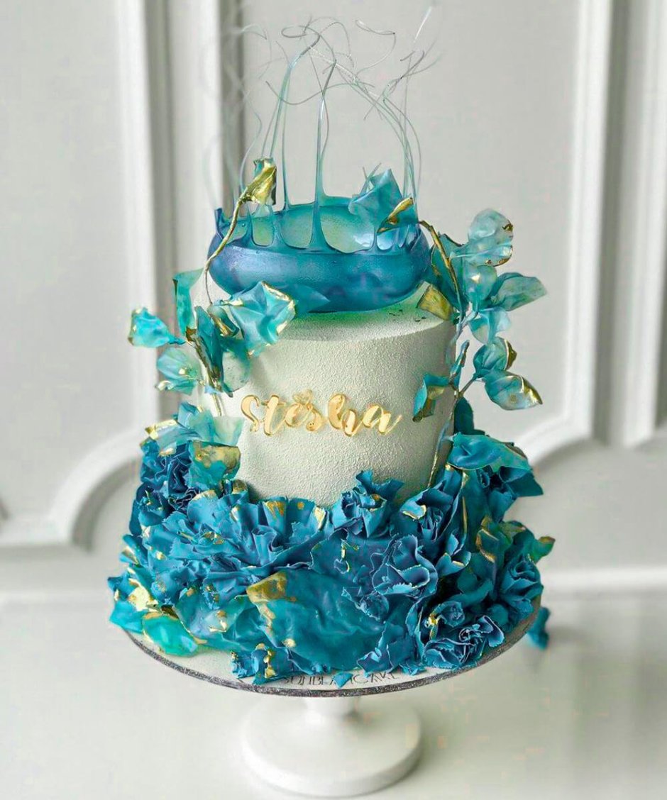 Свадебный торт с рисовой бумагой декор