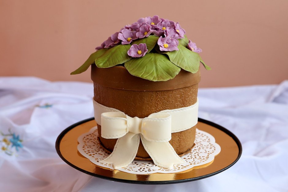 Торт цветочный горшок
