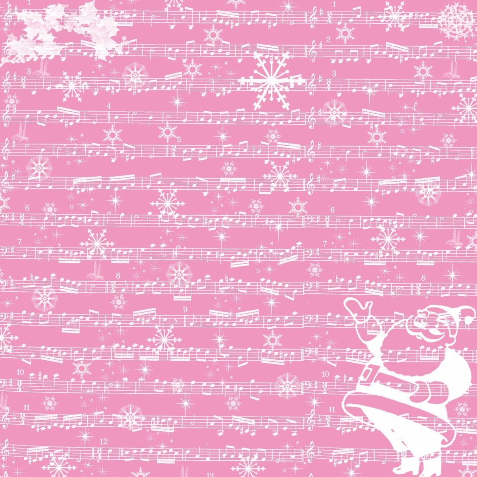 Новогодняя бумага для скрапбукинга розовая