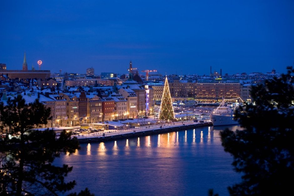 Зимний Стокгольм Швеция новогодний