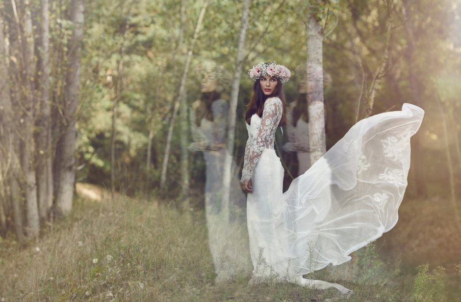 Фотосессия в свадебном платье на природе