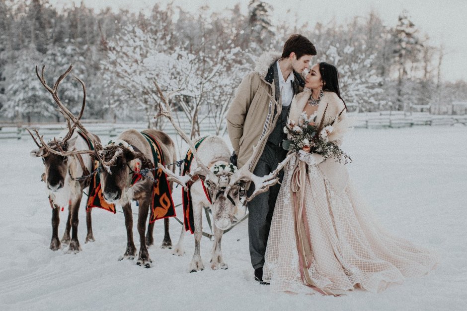 Свадебная фотосессия с оленями