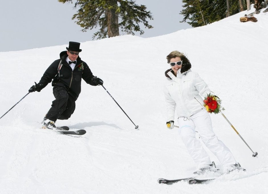Свадьба на лыжах