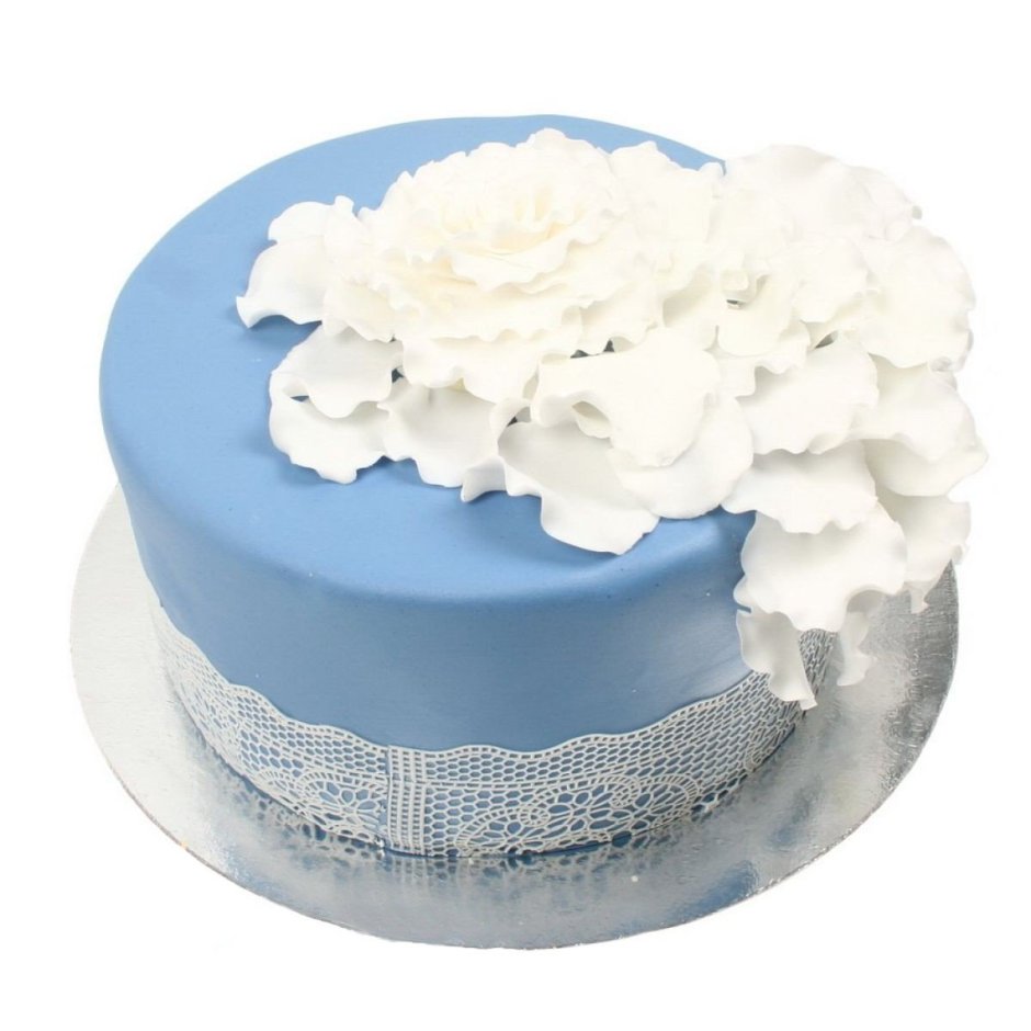 Свадебный торт голубой одноярусный