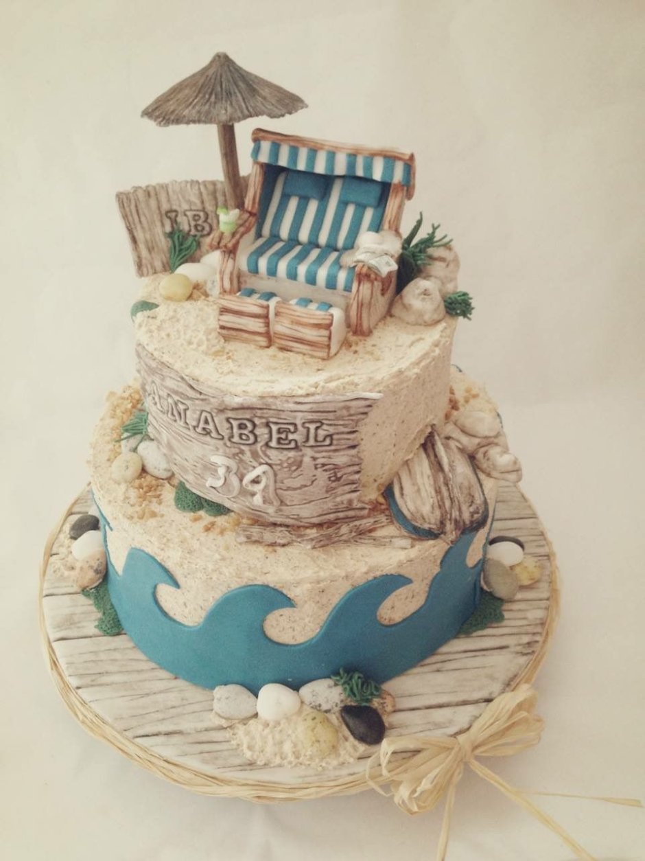 Торт в пляжном морском стиле