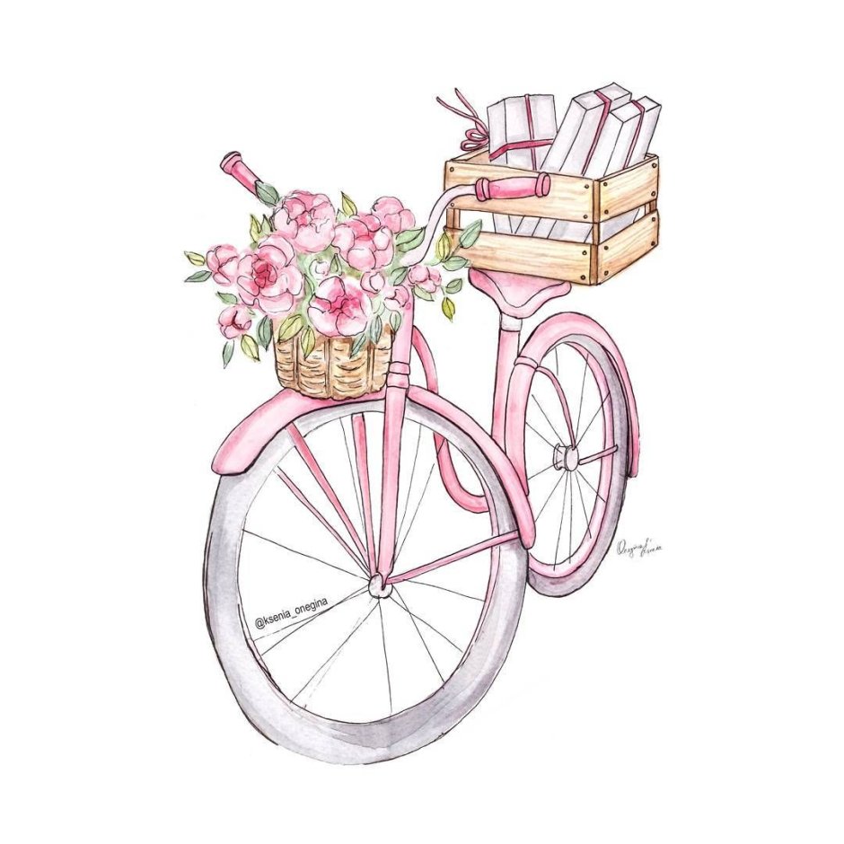 Велосипед с цветами трафарет