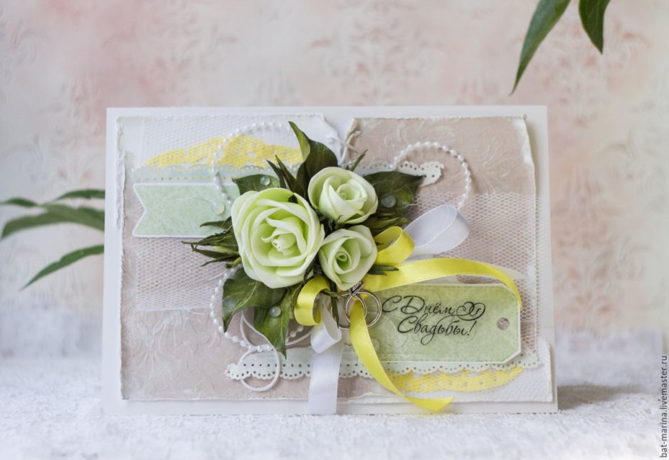 Открытки ручной работы на свадьбу в зеленом цвете