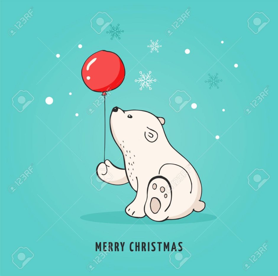 Белый медведь с подарком