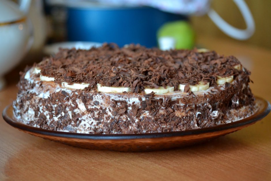 Торт шоколадно-банановый с чизкейком