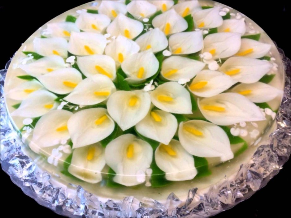 Торт желе с цветами