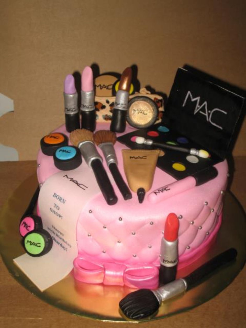 Тортики на день рождения для девочек с косметикой