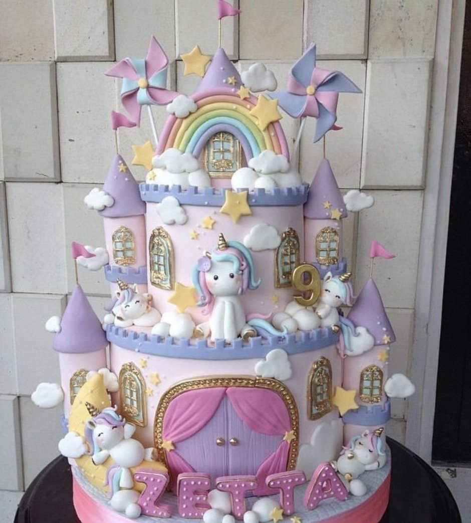 Торт для принцессы на 1 годик замок розовый