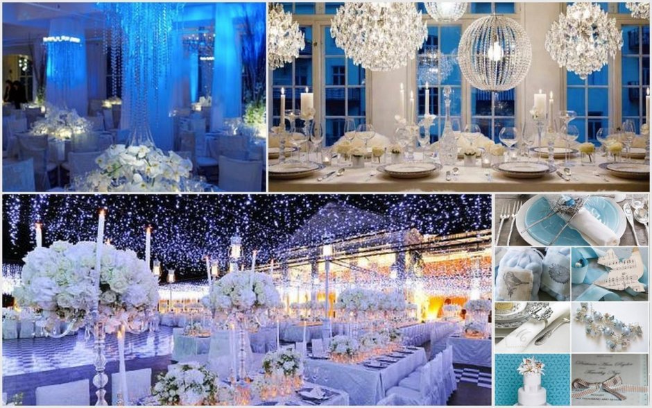 Украшение свадебного зала в зимнем стиле