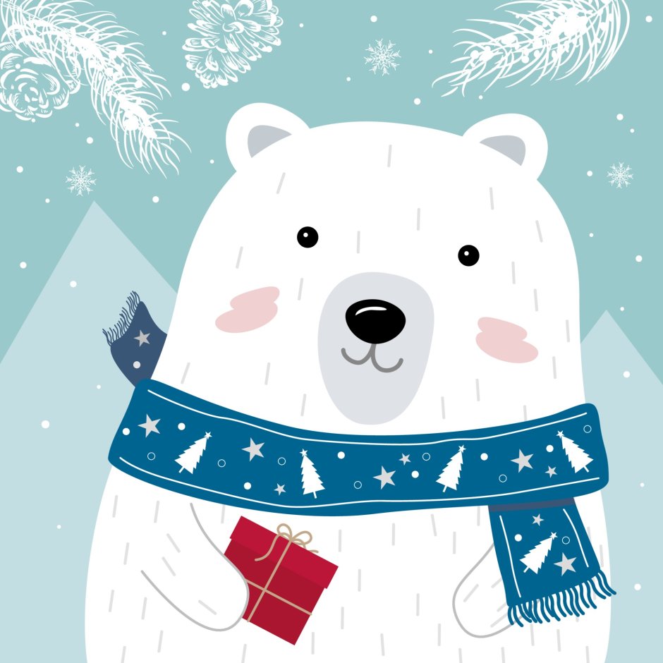 Медведь в шарфике новогодний