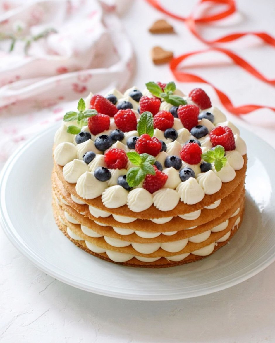 Медовый торт с ягодами