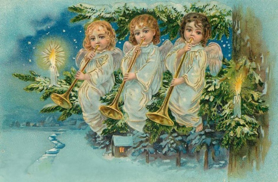 Рождественские старинные ангелы