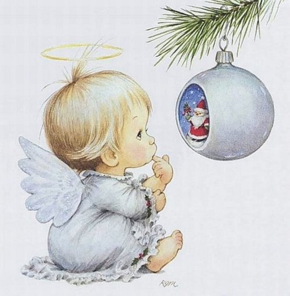 Рождественские открытки с ангелочками