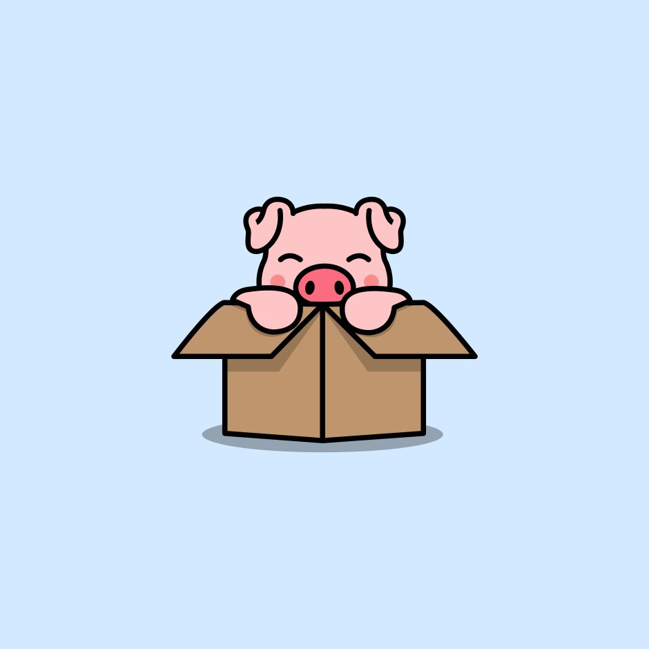 Свинья в коробке рисунок