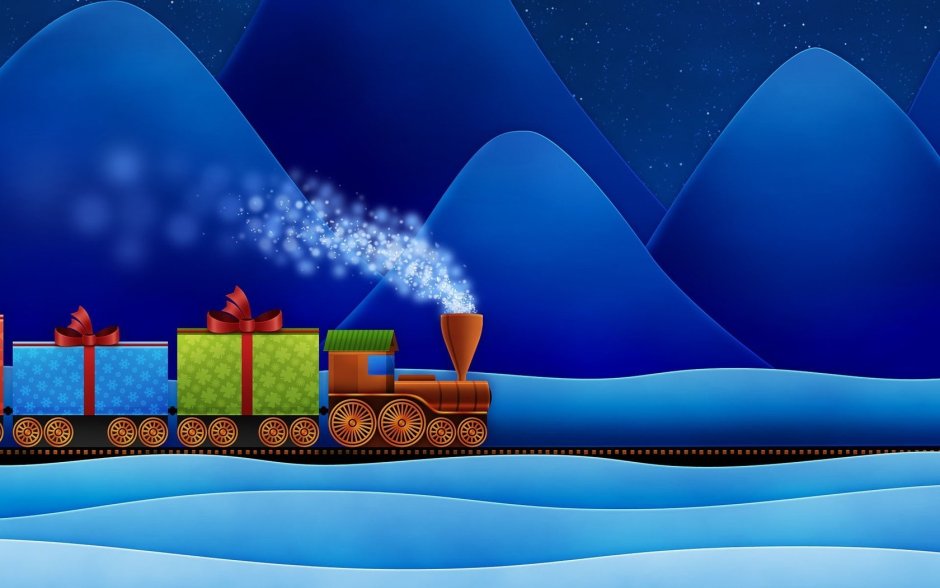 Дед Мороз на паровозике