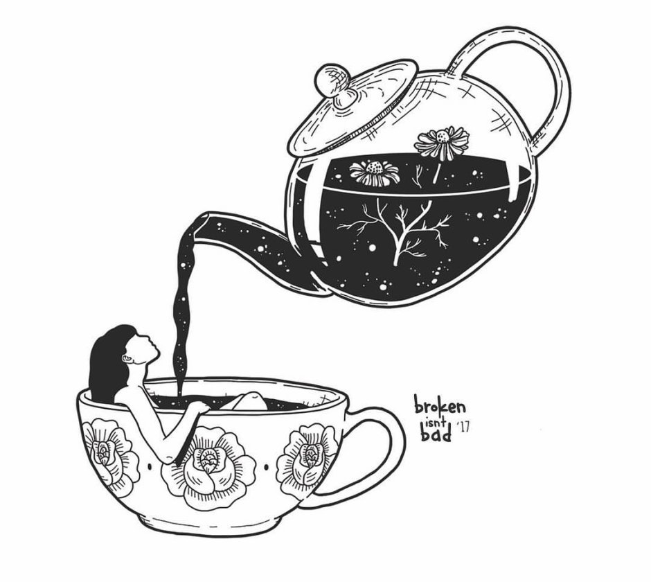 Чайник и чашка рисунок