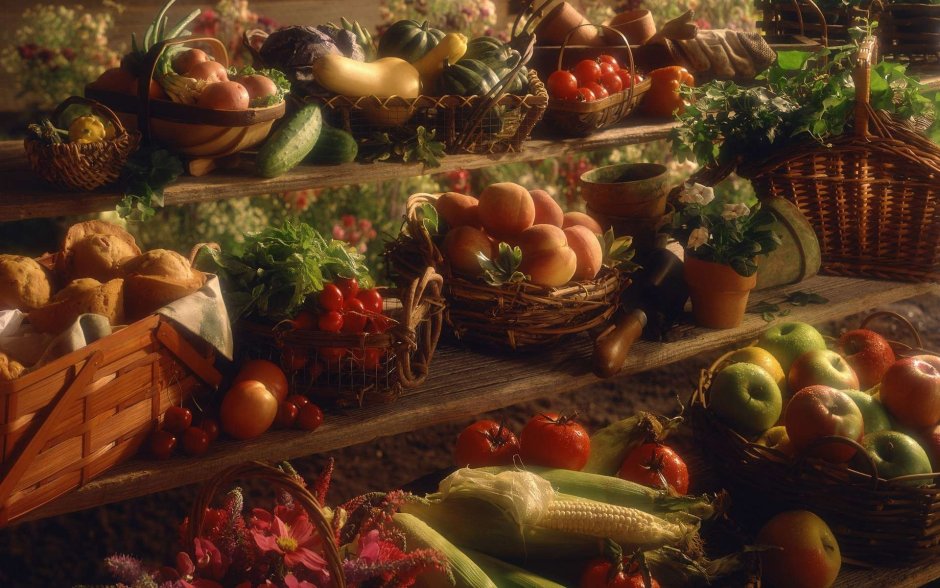 Деревенские овощи и фрукты