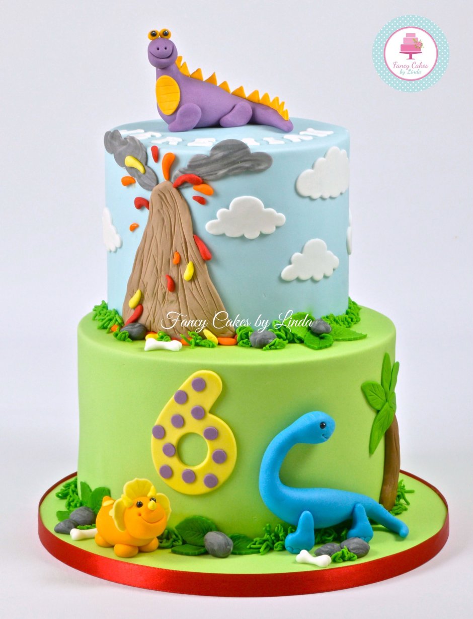 Торт с динозаврами парк Юрского на день рождения