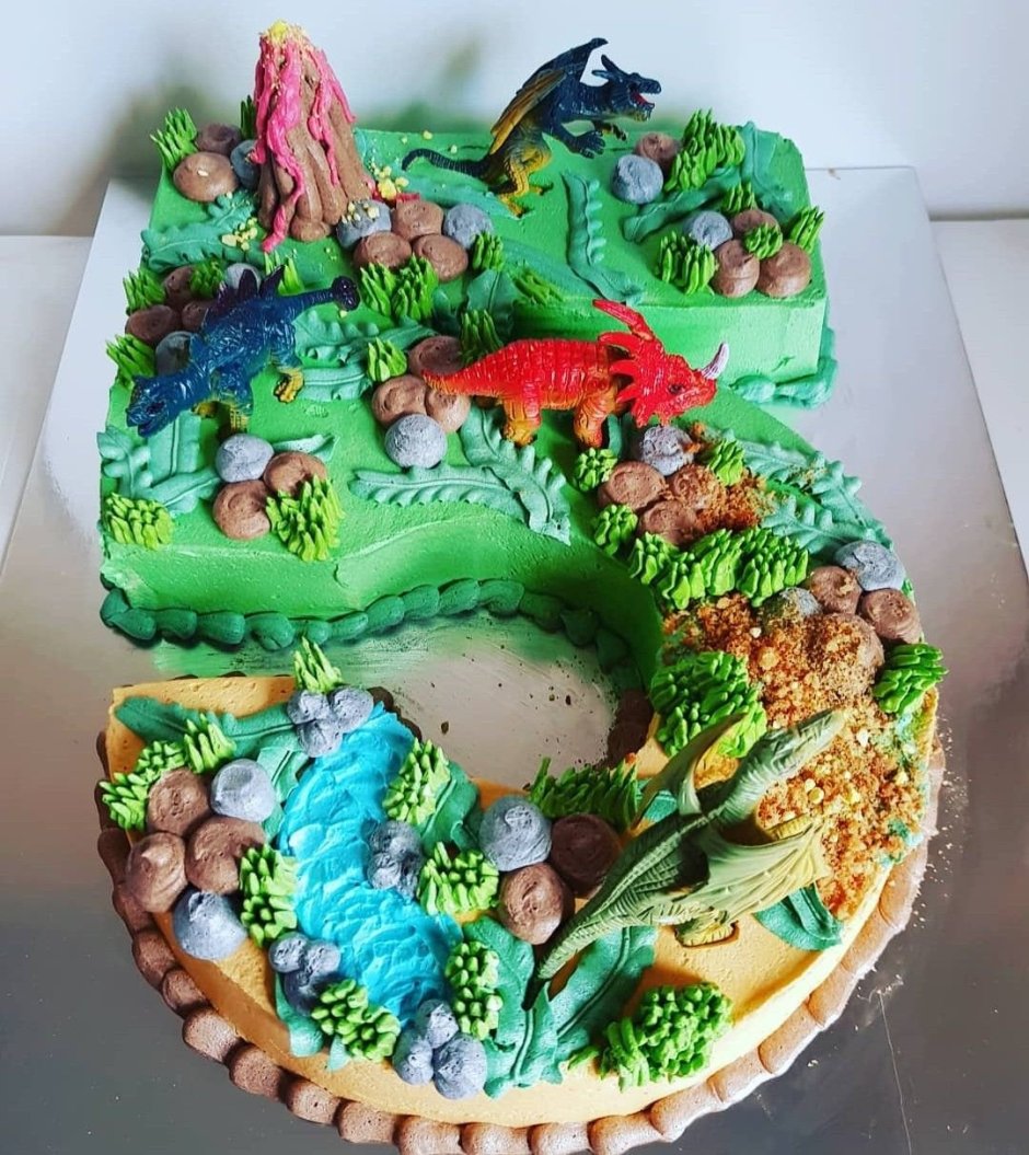 Тортики с нарисованными динозаврами