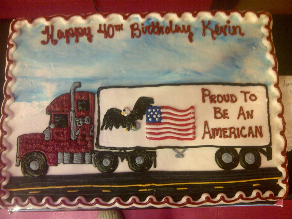 Торт с нарисованным грузовиком