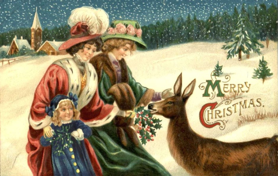 Ретро открытки с новым годом и Рождеством