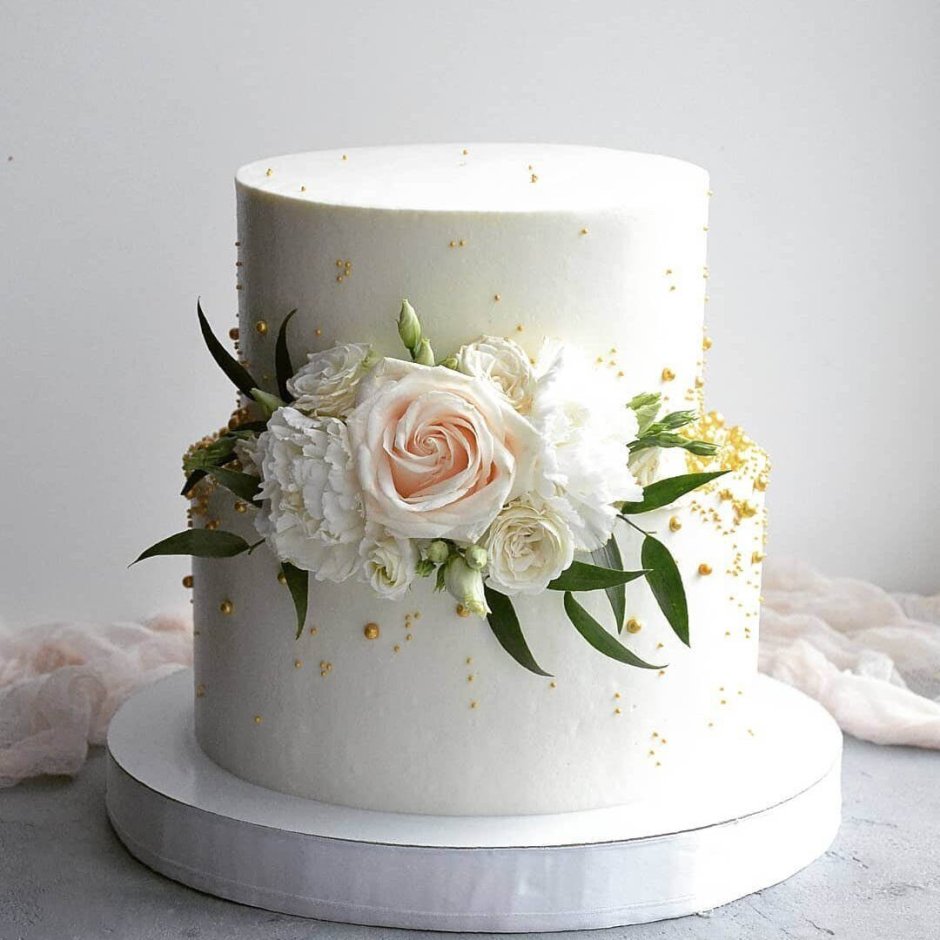 Торт маленький белый на свадьбу