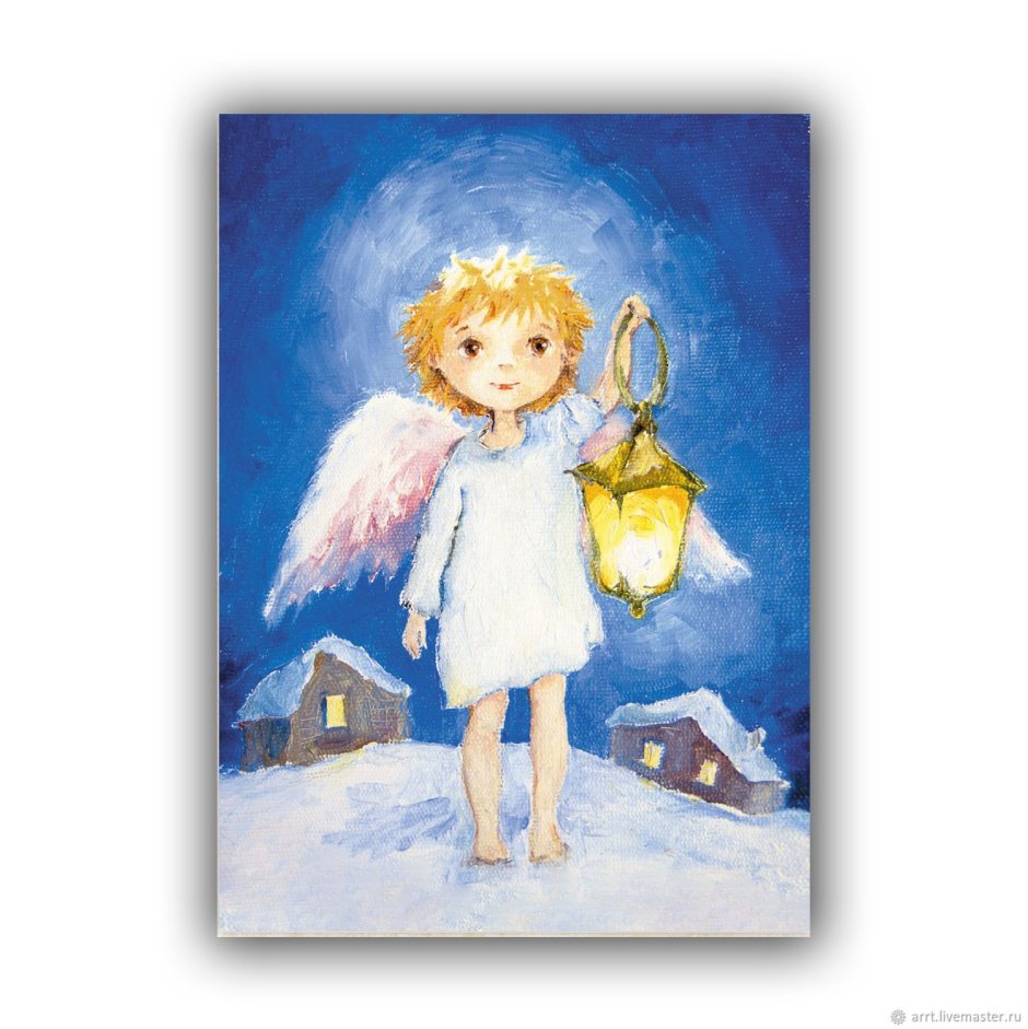 Рождественская открытка с ангелом