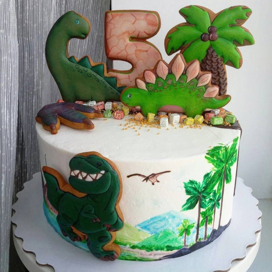 Торт с динозаврами для мальчика 5 лет
