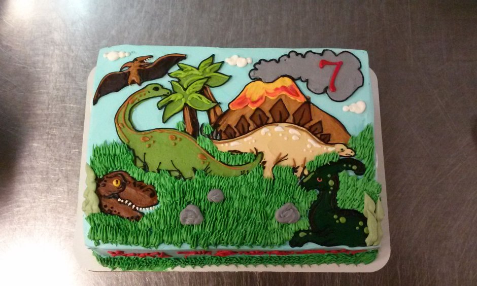 Торт динозавры для мальчика кремовый