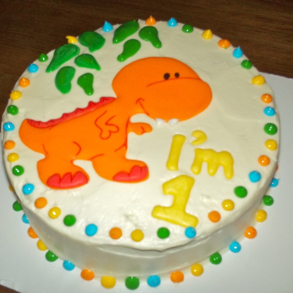 Торт с динозаврами на 1 годик