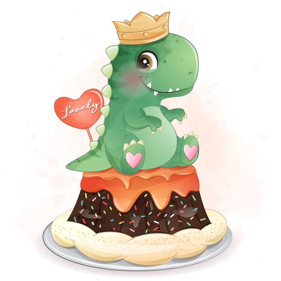 Торт с милым динозавром