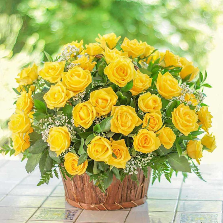Фловерс желтые розы букет
