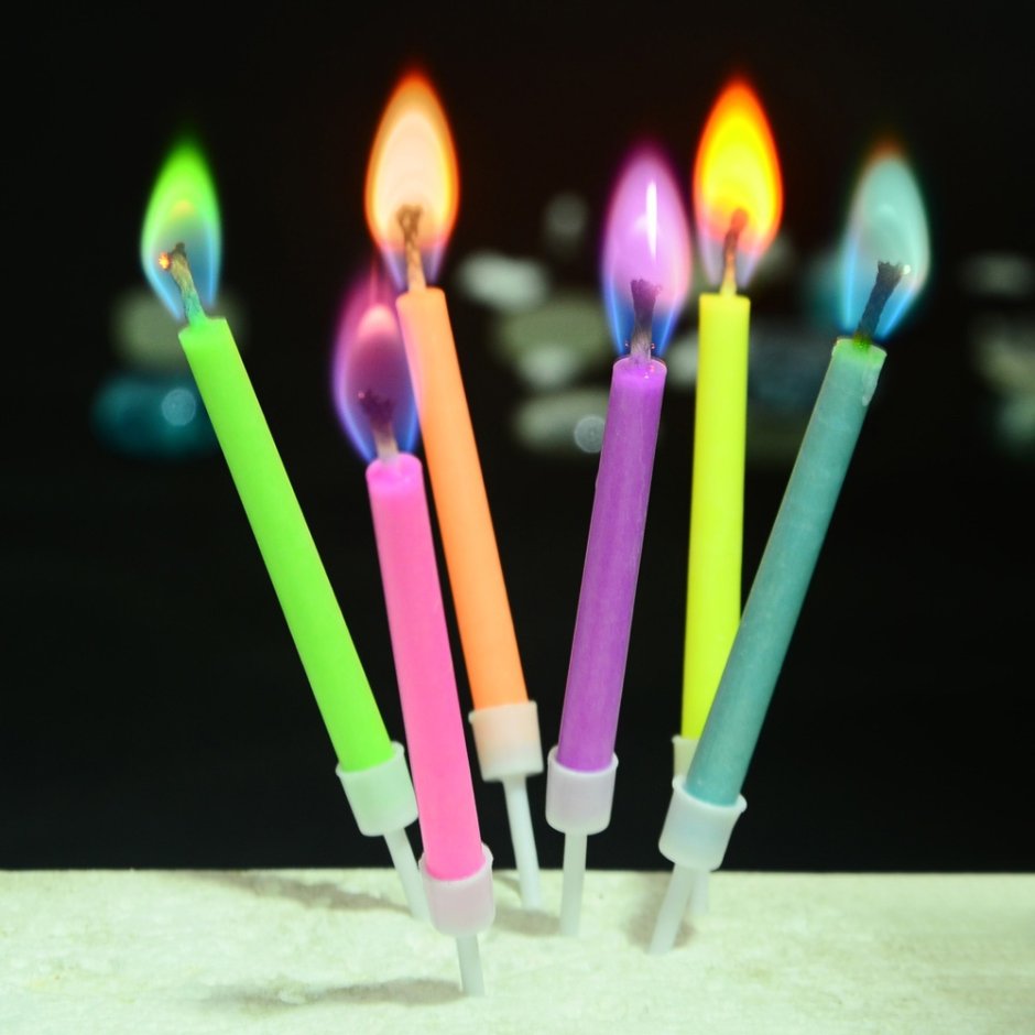 Свечи для торта цветное пламя Party Candles Fissman 6 шт.