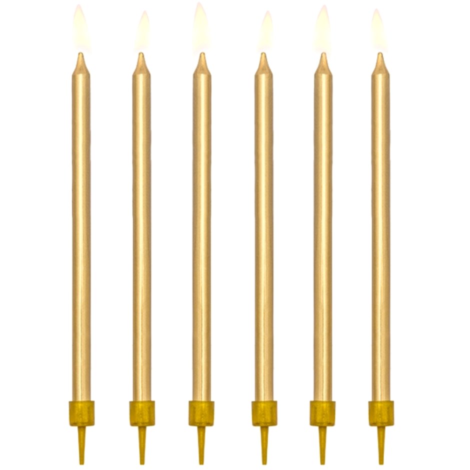Свечи золотые с держателем 12шт 212213