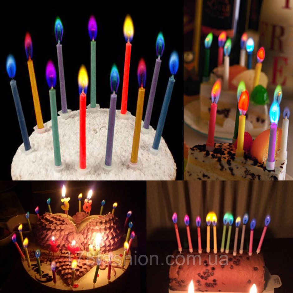Торт со свечами разноцветный