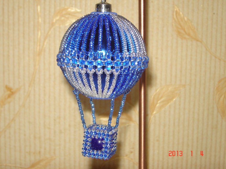 Воздушный шар елочная из стекляруса
