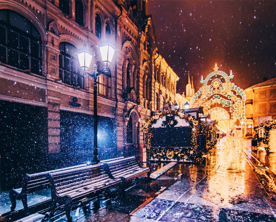 Зима в городе Москва