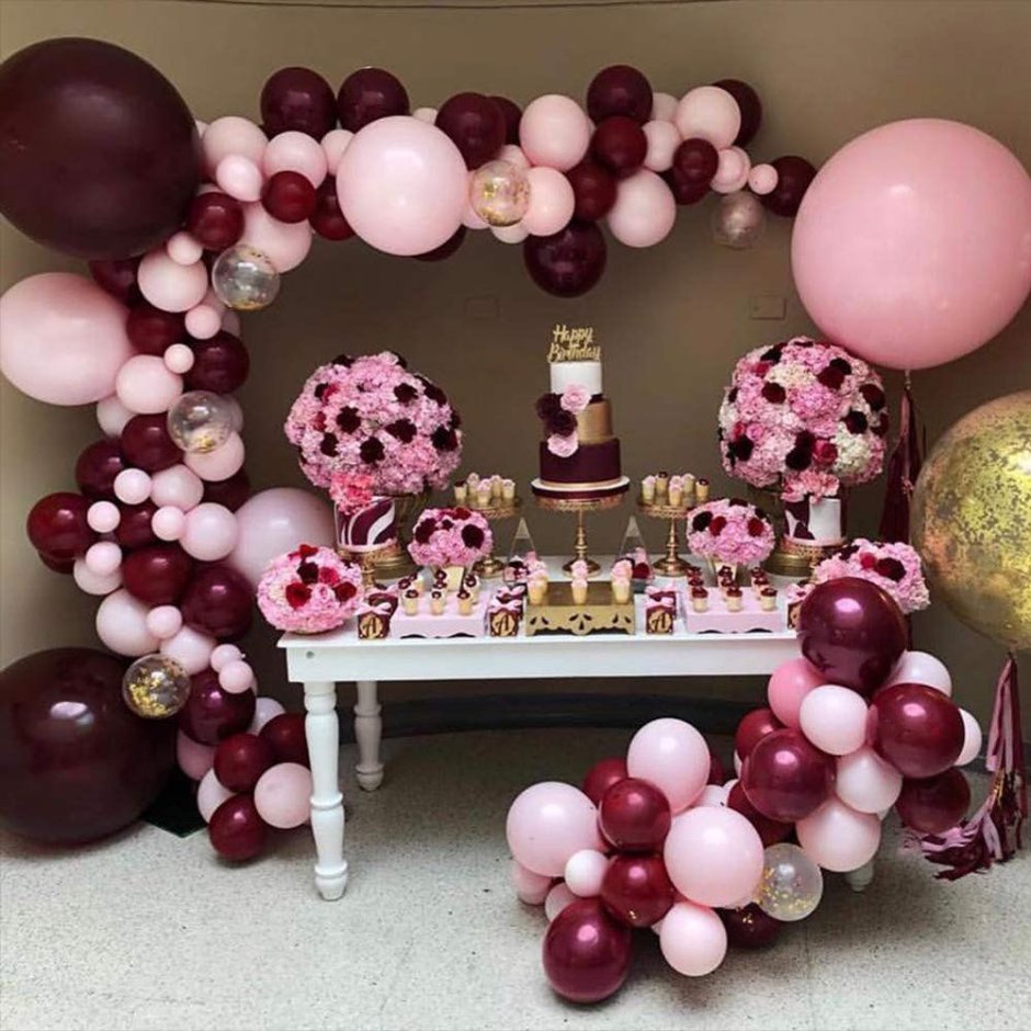 Стильное украшение шарами на день рождения