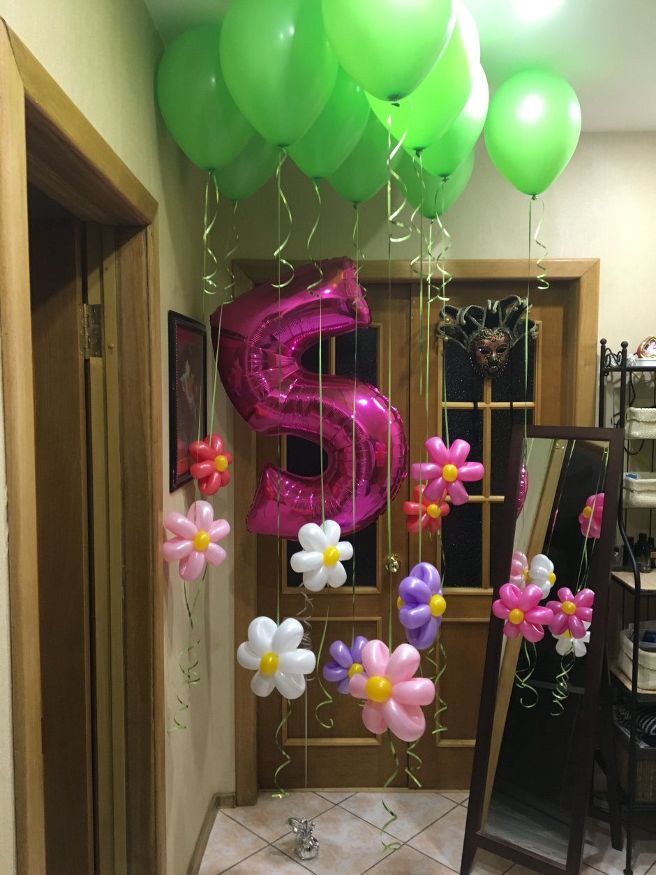 Украшение шарами на день рождения девочке 5 лет