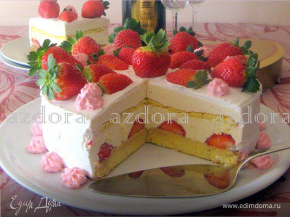 Торт клубничный поцелуй рецепт с фото пошагово