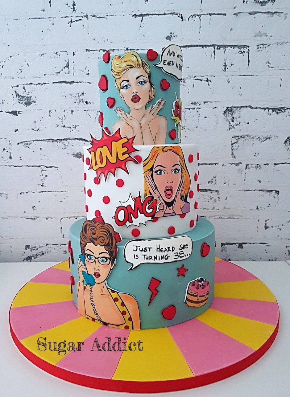 Тортики в стиле поп арт девушке